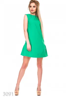 Зеленое платье А-силуэта с вырезом и молнией на спине 6896 за 660 грн:  купить из коллекции Lucky Look - issaplus.com