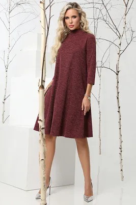 Платье бордовое трикотажное А-силуэта - купить оптом по выгодной цене |  Интернет-магазин «DS Trend»
