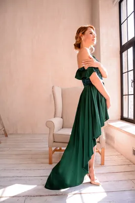 Платье А-силуэта с корсетом артикул 200921 цвет изумруд👗 напрокат 2 900 ₽  ⭐ купить 14 500 ₽ в Ярославле
