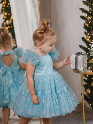 Нарядное платье для девочки Снежинка | Цвет: Голубой | Артикул: 9700206