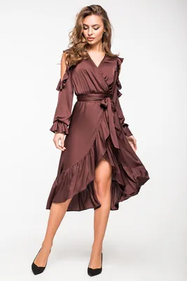 Платье на запахе терракотового цвета с люрексом 9451760524-21 - купить в  интернет-магазине LOVE REPUBLIC по цене: 1 461 ₽