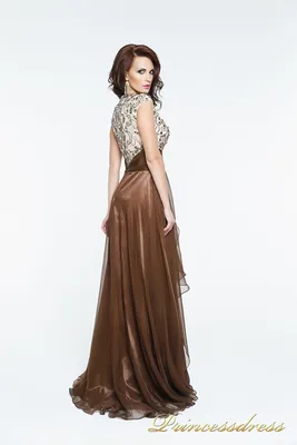 Платье светло-коричневого цвета с поясом - купить в Москве оптом недорого A  420 - Opttorg24.ru