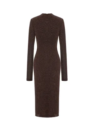 Однотонное платье коричневого цвета в мелкий рубчик Модель: 152499 Цвет:  коричневый – Mark Formelle