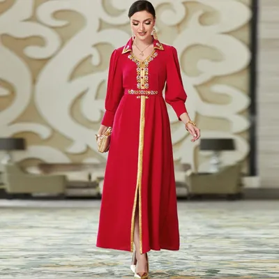 Женское платье с длинным рукавом, элегантное платье в арабском стиле |  AliExpress