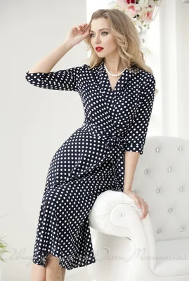 Платье П 684/1 (мелкий горошек на т-синем) купить оптом от 1065 руб в  интернет-магазине от производителя в Москве