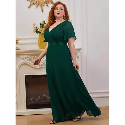 Зеленое вечернее платье в пол для полных NPL200-2, купить в  интернет-магазине Е-Леди