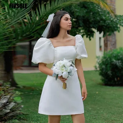 Свадебное кружевное платье до колена NN031