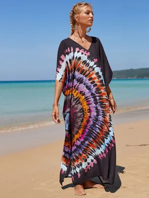 Пляжное платье-туника XL-DR-RAINBOW-BLACK Пляжный волейбол, Пляжный футбол,  Женский, Лето, размер универсальный, материал Вискозный шелк — купить в  интернет-магазине OZON (952039396)