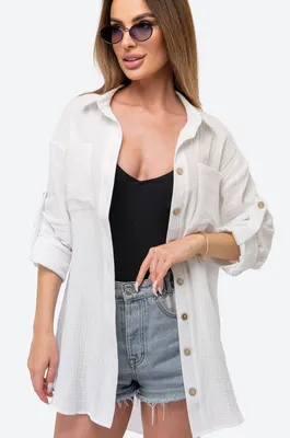 Женская рубашка с кожаным карманом. Модель DM-3346 купить, цена и продажа –  delamoda.com.ua