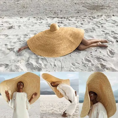 Купить 25 см большие пляжные шляпы для женщин, большая соломенная шляпа с  широкими полями, защита от ультрафиолета, женская складная летняя гибкая  шляпа от солнца, оптовая продажа | Joom