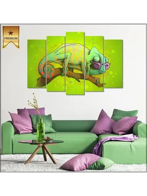 Картина модульная на холсте Зелёный хамелеон 100х70 Classic Art 87518467  купить за 2 303 ₽ в интернет-магазине Wildberries