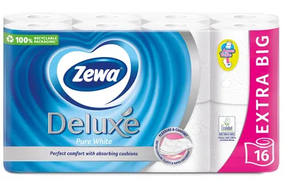 Туалетная бумага ZEWA Deluxe Pure White, 3 слоя, 16 рулонов цена | pigu.lt