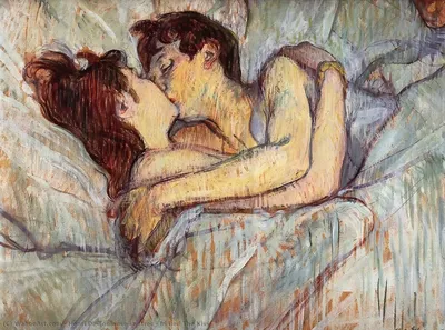 Репродукции Картин | В Постели тем ПОЦЕЛУЙ , 1892 по Henri De Toulouse  Lautrec (1864-1901, France) | WahooArt.com