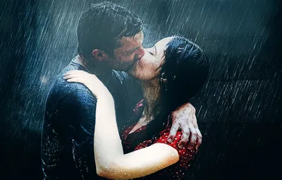 Обои дождь, поцелуй, пара, kiss картинки на рабочий стол, раздел настроения  - скачать