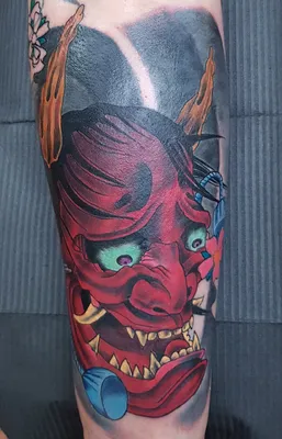 Демон (Cover up), мужская тату на предплечье - фото татуировок