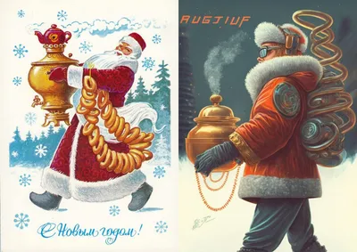 Нейросеть к Новому Году перерисовала советские новогодние открытки