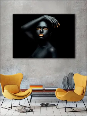 Картина на стену для интерьера \"Девушка черное золото\" на натуральном  холсте 30*40 см - купить по низкой цене в интернет-магазине OZON (484178351)