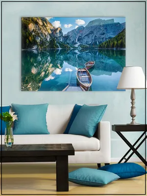 Картина на стену для интерьера \"Озеро в Горах\" на натуральном холсте 30*40  см - купить по низкой цене в интернет-магазине OZON (489170141)