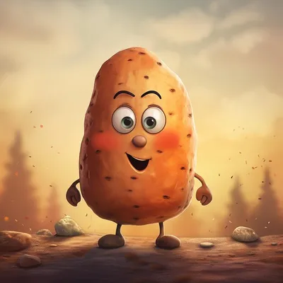 Картошка мультфильм детский персонаж картофель 3d картошка вектор картофель  мультфильм смешно | Премиум Фото