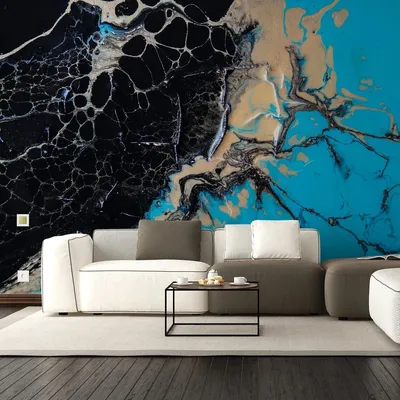 Фотообои с черно-синим мраморным изображением Обои с ярким эффектом мрамора  Декор интерьера - 390 х 280 см цена | pigu.lt