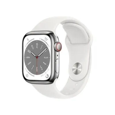 Смарт-часы Apple Watch Series 8 GPS + Cellular 41mm Silver Stainless Steel  Case ,White Sport Band - MNJ53UL/A цена | hansapost.ee