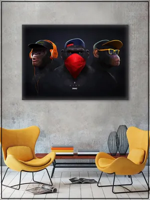 Картина на стену для интерьера \"Три обезьяны\" на натуральном холсте 30*40  см - купить по низкой цене в интернет-магазине OZON (489068074)