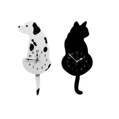 Настенные часы, милые прикольные часы с рисунком кота, собаки, для детской  спальни, уникальный подарок, беззвучные Мультяшные настенные часы «сделай  сам» | AliExpress