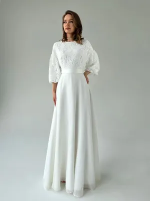 Закрытое свадебное платье с рукавами