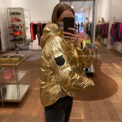 пуховик PINKO MIRROR-EFFECT DOWN JACKET AW'21/22 цвет pale gold / золото  PINKOPUFFER08