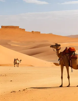 верблюды в пустыне стоковое фото. изображение насчитывающей верблюды -  156942082