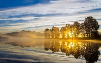 Рассвет на озере - 63 фото