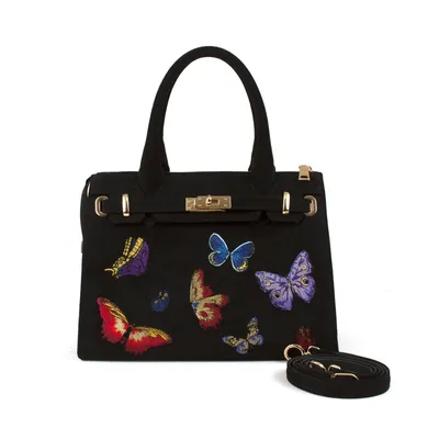 Средняя сумка с вышивкой \"Разноцветные бабочки\" - арт. aa430042 - купить в  интернет магазине дизайнерских сумок Pelle Volare™
