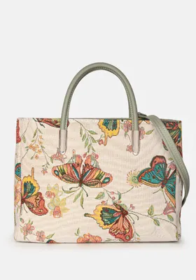 Белый шоппер с ручной росписью и вышивкой. Эко-сумка из хлопка с  разноцветными треугольниками. в магазине «OlyaPilipchik» на Ламбада-маркете