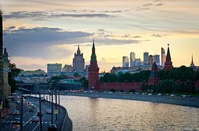 Фото Москва Россия Небо Дороги река Дома Города