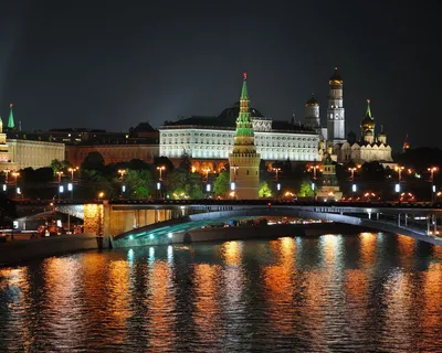 Скачать 1280x1024 ночь, москва, moscow, город, огни, река, hdr обои,  картинки стандарт 5:4