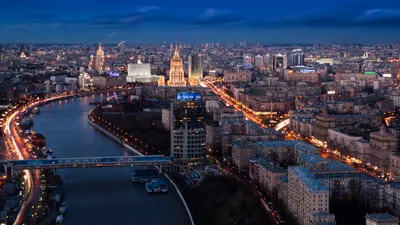 Обои Москва-река, город, городской пейзаж, городской район, линия горизонта  Full HD, HDTV, 1080p 16:9 бесплатно, заставка 1920x1080 - скачать картинки  и фото
