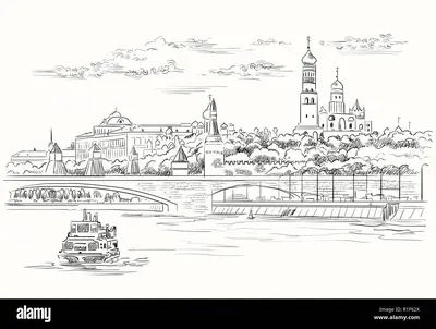 Москва река рисунок - 70 фото