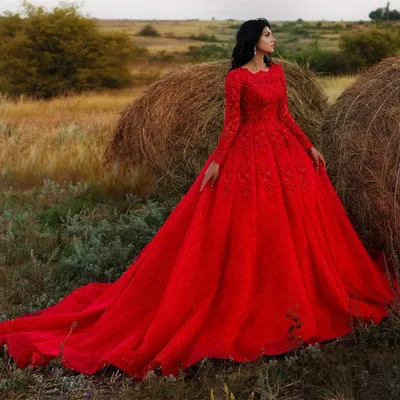 Вечерние Красные кружевные платья в стиле ретро, Роскошные Красные Свадебные  платья с бусинами и длинными рукавами в стиле Саудовской Аравии, 2023  марокканские свадебные наряды для невесты | AliExpress