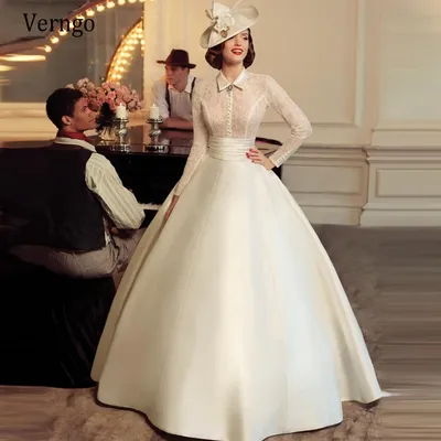 Кружевное свадебное платье Verngo с открытыми плечами | AliExpress