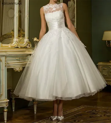 NUOXIFANG 2020 винтажное белое короткое свадебное платье без рукавов  женские свадебные платья длиной ниже колена свадебное платье в горошек в  стиле ретро | AliExpress
