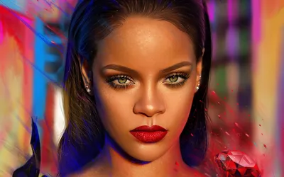 Rihanna Wallpaper 4K, Иллюстрация, Барбадосская певица