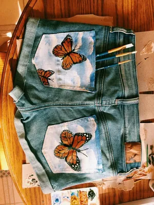 Бабочки | Painted clothes, Painted clothes diy, Painted jeans