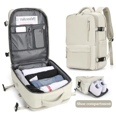 Travel Backpack for Women Men, Carry On Backpack for Traveling on  Airplane,Laptop Backpack with Shoe Compartment, Flight Approved Personal  Item Travel Bag Waterproof Luggage Backpack White - Walmart.com