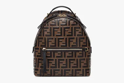 Fendi - Brown Coated Canvas Mania Logo Mini Backpack