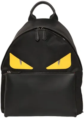 Fendi - Logo Patches Large Nylon Shearling Backpack | www.luxurybags.eu