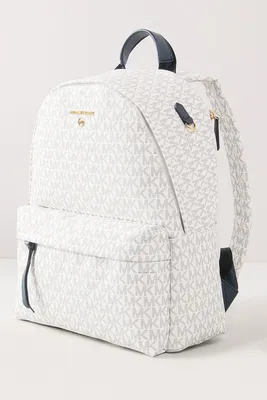 Женский кожаный брендовый рюкзак Michael Kors Rhea Zip M white Lux -  showroom-kiev.com.ua