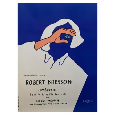 Оригинальный винтажный постер французского кинорежиссера Робера Брессона, работа Савиньяка, 1989 г., выставленный на продажу на 1stDibs | Плакат Роберта Брессона