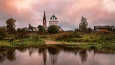 Обои на рабочий стол Церковь Казанской иконы Божией Матери, село Осенево,  Ярославская область, обои для рабочего стола, скачать обои, обои бесплатно