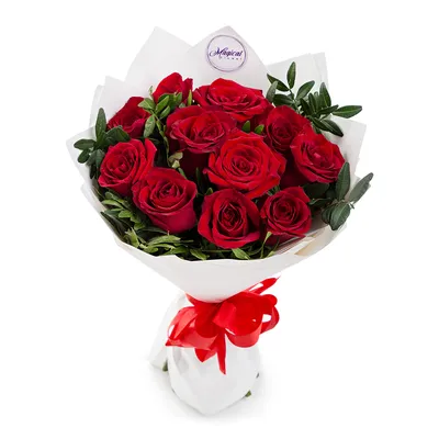 Букет из 11 красных роз 40 см - купить в Москве по цене 1790 р - Magic  Flower