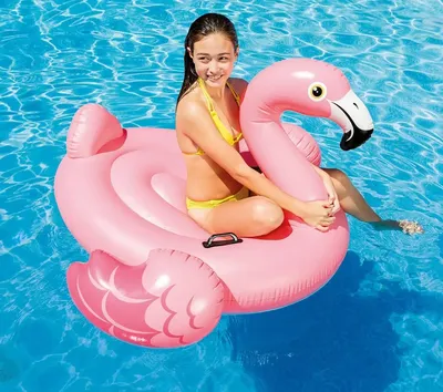Плот надувной INTEX Pink Flamingo Pide-On (Розовый Фламинго), для бассейна  и моря,от 3 лет, 142x142x96,5см | купить, цена, отзывы